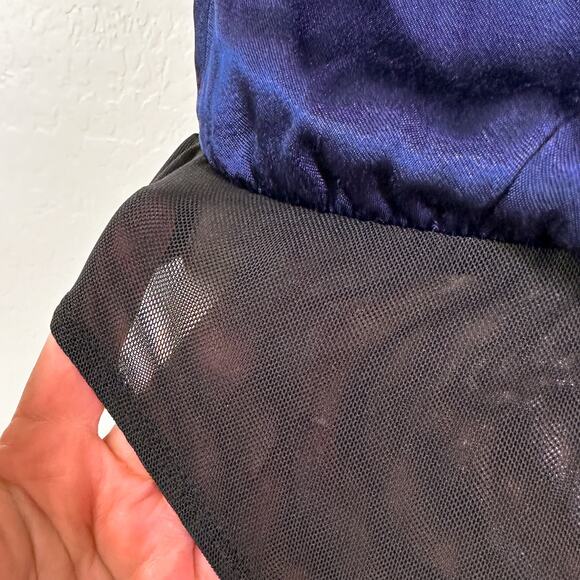 Socialite Satin Lace Sleeveless Bodysuit Racer Back Tank Top Black Blue S NWT - Picture 9 of 13